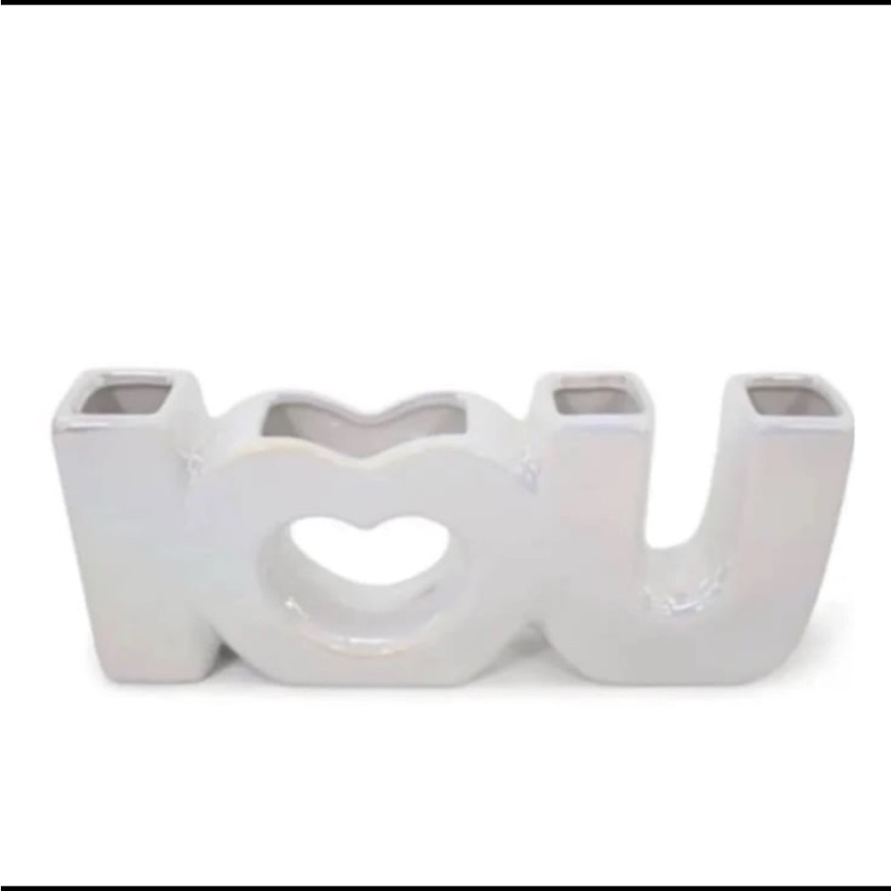 White Ceramic 'LOVE' Vase